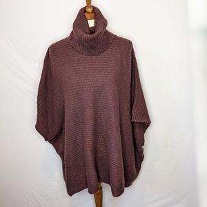 Garnet Hill Turtleneck Poncho 100% Cashmere Burgundy SzL
